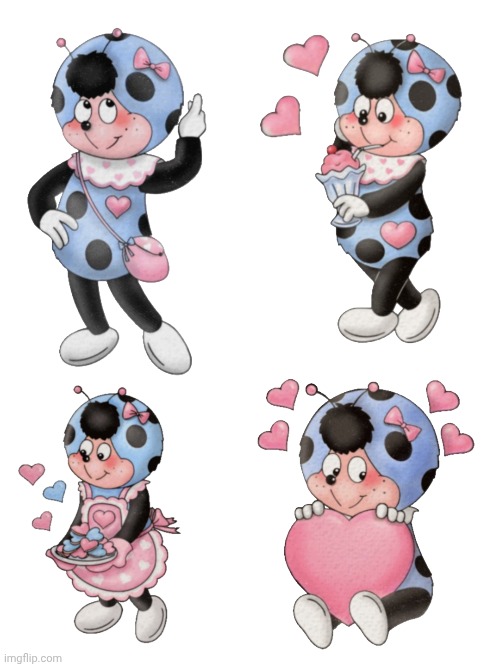 Cococinel (Cocomiel)1992: Babicinel (Babimiel) sticker love bug blue ladybug | made w/ Imgflip meme maker