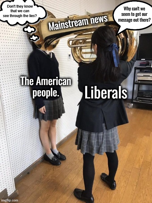 Rather than learning from Trump's landslide victory, the left is doubling down on what lost them the election. | Don't they know that we can see through the lies? Why can't we seem to get our message out there? Mainstream news; The American people. Liberals | image tagged in loser democrats,dems lose america wins,dems win america loses | made w/ Imgflip meme maker