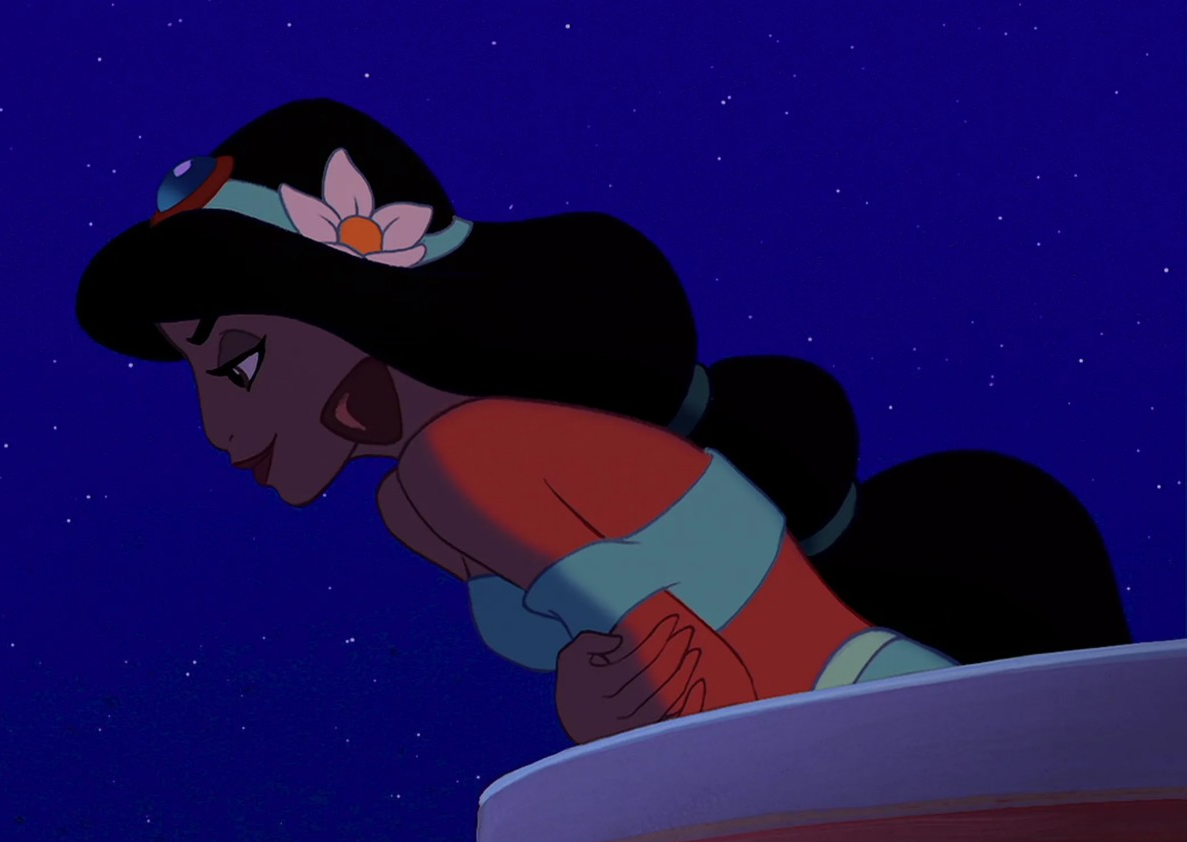 Princess Jasmine Wearing a Flower Blank Meme Template