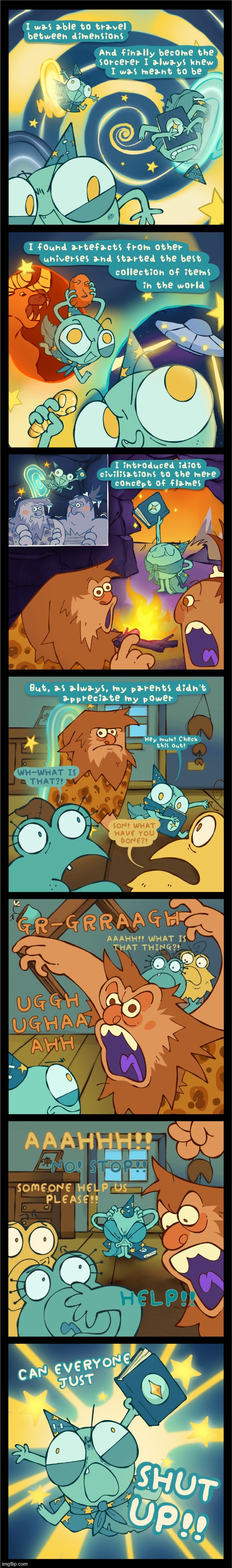 image tagged in wizard,tadpole,artifacts,cavemen,troublemaker,parents | made w/ Imgflip meme maker