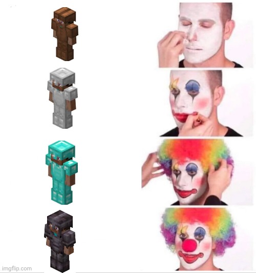 History of Minecraft progress | image tagged in memes,clown applying makeup | made w/ Imgflip meme maker