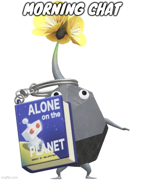Book rock pikmin | MORNING CHAT | image tagged in book rock pikmin | made w/ Imgflip meme maker