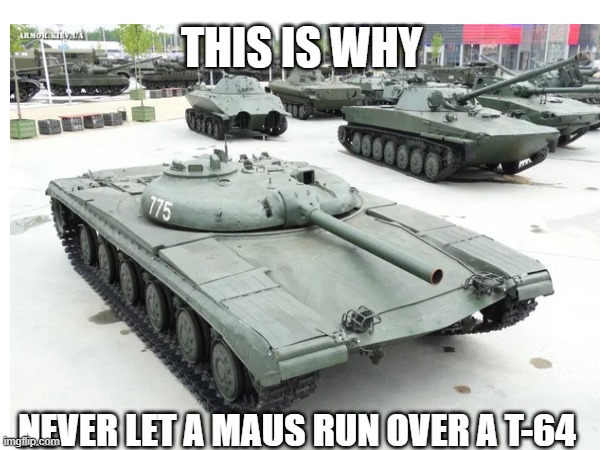 THIS IS WHY; NEVER LET A MAUS RUN OVER A T-64 | made w/ Imgflip meme maker