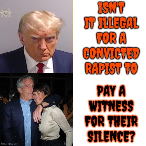 Lock This Lying Convicted Rapist Nazi POS Up Already! | ISN'T IT ILLEGAL FOR A CONVICTED RAPIST TO; PAY A WITNESS FOR THEIR SILENCE? | image tagged in memes,drake hotline bling,maga,nazis,trump is a convicted rapist,special kind of stupid | made w/ Imgflip meme maker