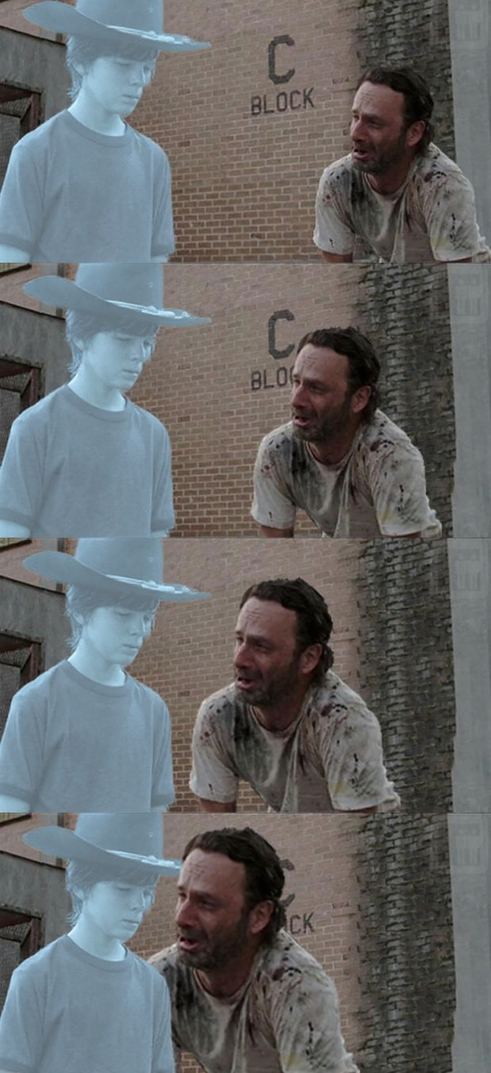carl and rick meme, with carl as a ghost Blank Meme Template