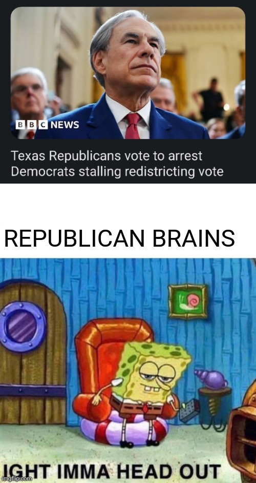 You idiots have 2 years tops b4 the regime does this same thing to you. Learn ur history. | REPUBLICAN BRAINS | image tagged in memes,spongebob ight imma head out,stupid people | made w/ Imgflip meme maker