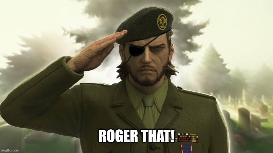 Metal Gear Solid Salut | ROGER THAT! | image tagged in metal gear solid salut | made w/ Imgflip meme maker