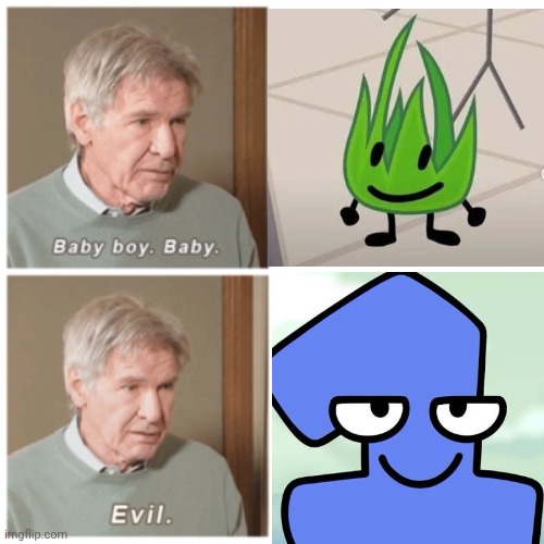 GRASSY BABY DONT LOOK THERES A EVIL ALGEBRALIAN | image tagged in baby boy baby evil,bfdi,tpot | made w/ Imgflip meme maker