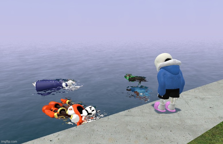 Sans recognizes the bodies in the water | made w/ Imgflip meme maker
