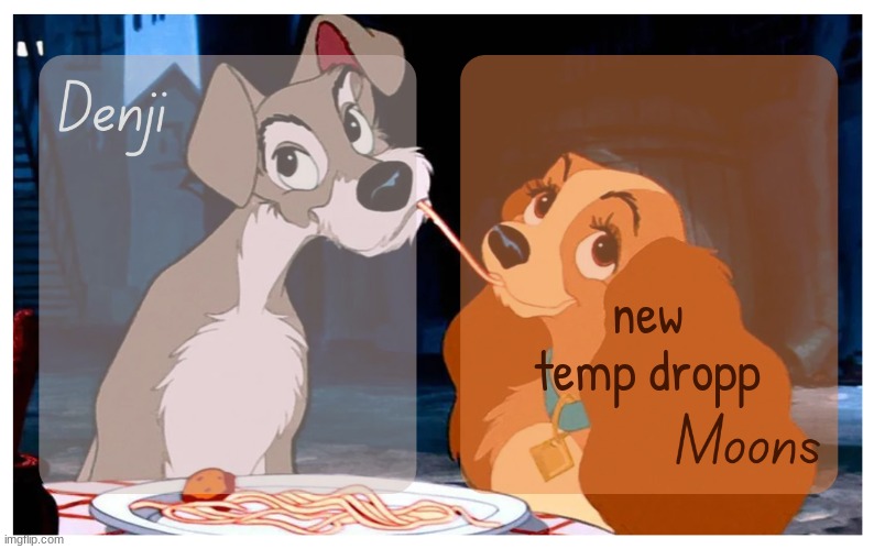 Denji and Moons - Lady And The Tramp temp | new temp dropp | image tagged in denji and moons - lady and the tramp temp | made w/ Imgflip meme maker