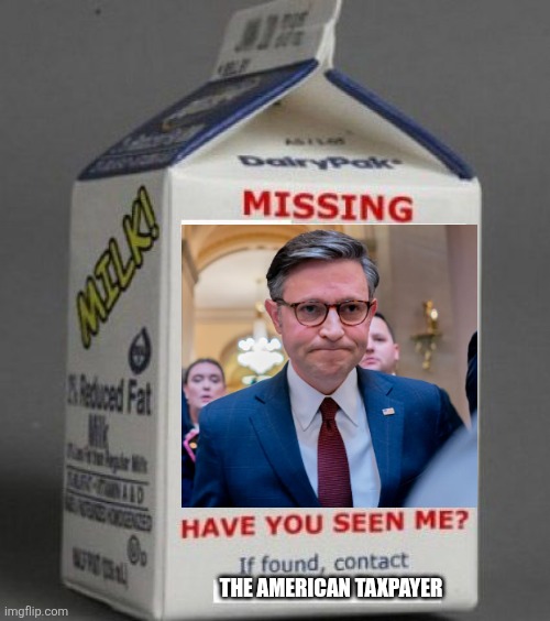 On the run from Epstein | THE AMERICAN TAXPAYER | image tagged in milk carton | made w/ Imgflip meme maker