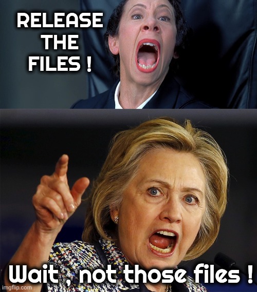 How it's going | RELEASE THE FILES ! Wait , not those files ! | image tagged in hillary clinton,jeffrey epstein,maxwell,hurry up and wait,corruption,democrats democratting | made w/ Imgflip meme maker