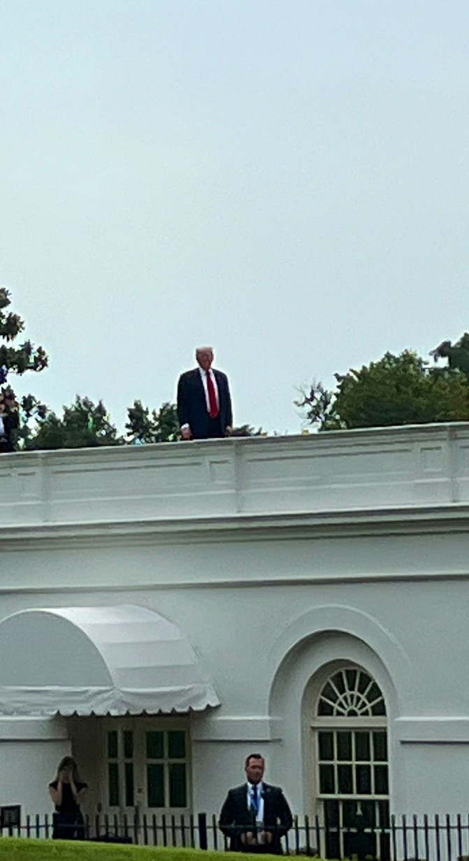 Trump on white house's roof Blank Meme Template