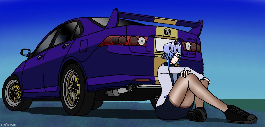 Úna and her 2002 Honda Accord Euro R | image tagged in random,art,oc | made w/ Imgflip meme maker