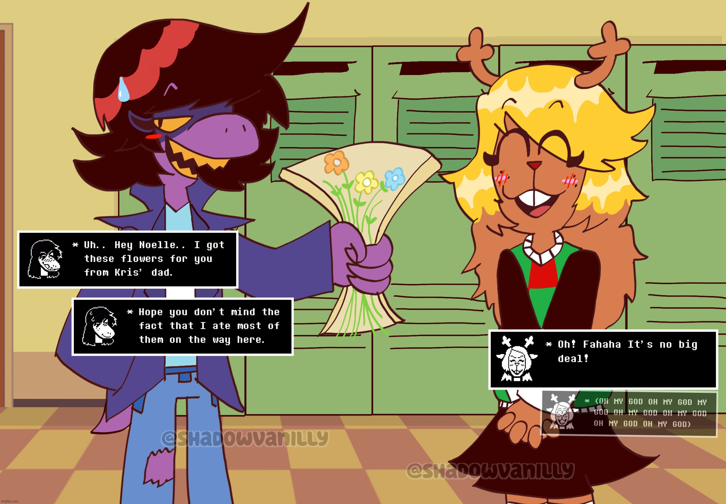 suselle i did :] | image tagged in susie,noelle,suselle,deltarune | made w/ Imgflip meme maker