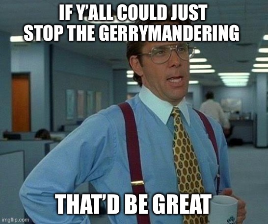 That Would Be Great Meme | IF Y’ALL COULD JUST STOP THE GERRYMANDERING; THAT’D BE GREAT | image tagged in memes,that would be great | made w/ Imgflip meme maker
