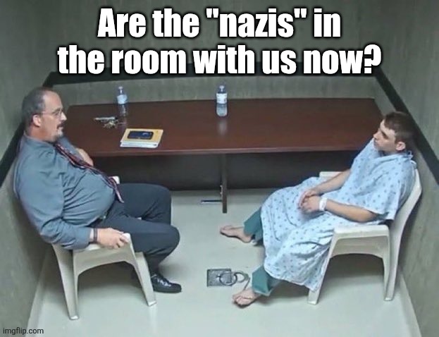 Are they in the room with us right now? | Are the "nazis" in the room with us now? | image tagged in are they in the room with us right now | made w/ Imgflip meme maker