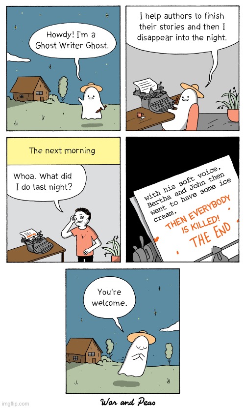 War and Peas | image tagged in comics,war and peas,ghost writer,unexpected ending | made w/ Imgflip meme maker