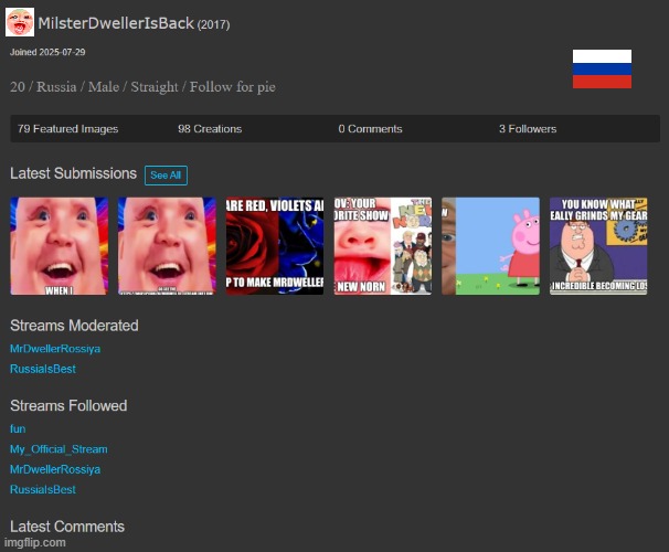MrDweller on Imgflip profile Blank Meme Template