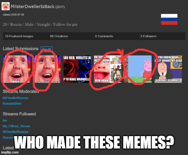 MrDweller exposed | WHO MADE THESE MEMES? | image tagged in mrdweller on imgflip profile | made w/ Imgflip meme maker