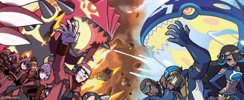 Team Magma vs Team Aqua | image tagged in team magma vs team aqua | made w/ Imgflip meme maker