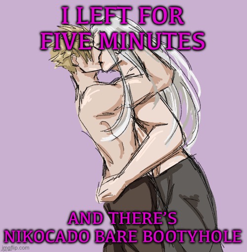 ts site man | I LEFT FOR FIVE MINUTES; AND THERE’S NIKOCADO BARE BOOTYHOLE | image tagged in cloud x sephiroth thank you disco | made w/ Imgflip meme maker