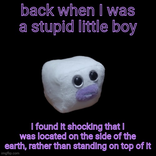 "why the hell do I not fall sideways" | back when I was a stupid little boy; I found it shocking that I was located on the side of the earth, rather than standing on top of it | image tagged in phone charger ouioui | made w/ Imgflip meme maker