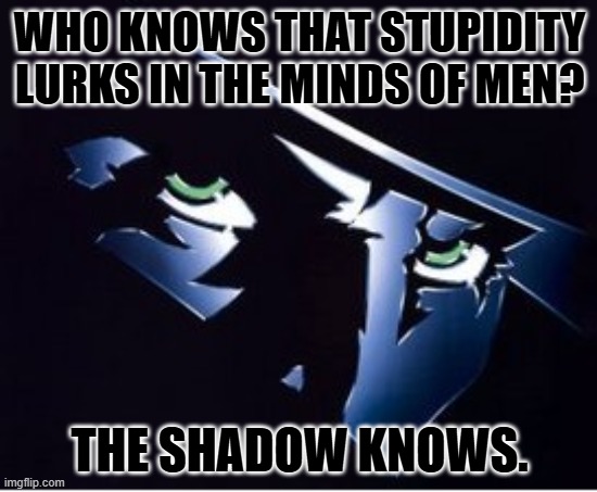 You're a bunch of prevs too! | WHO KNOWS THAT STUPIDITY LURKS IN THE MINDS OF MEN? THE SHADOW KNOWS. | image tagged in the shadow knows | made w/ Imgflip meme maker