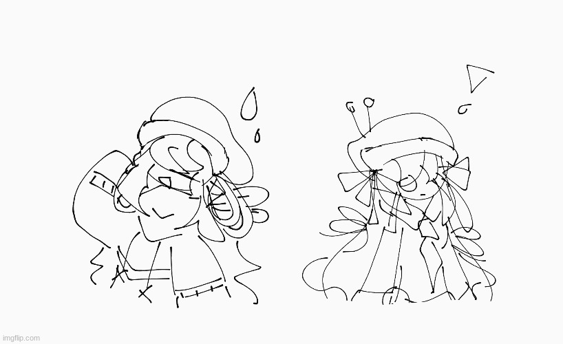 I just discovered Google Canvas on my new school computers and drew two of my girls (please don't be freaky) | image tagged in e | made w/ Imgflip meme maker