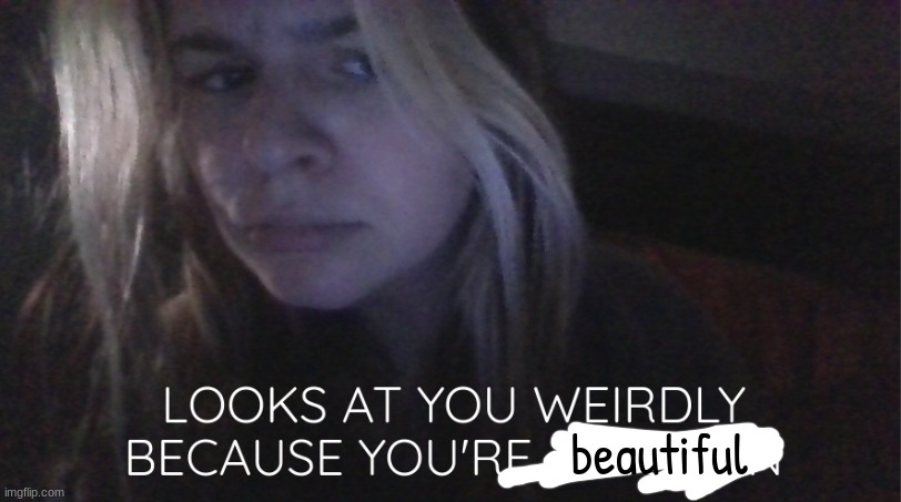 looks at you weirdly because you're a moron | beautiful | image tagged in looks at you weirdly because you're a moron | made w/ Imgflip meme maker