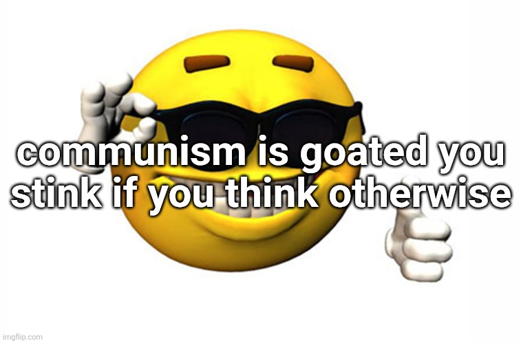 extremely skibidi opinion | communism is goated you stink if you think otherwise | image tagged in meme smile | made w/ Imgflip meme maker