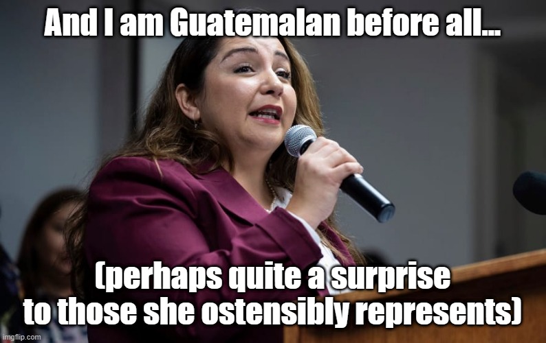 Congresswoman Delia Ramirez | And I am Guatemalan before all... (perhaps quite a surprise to those she ostensibly represents) | image tagged in congresswoman delia ramirez | made w/ Imgflip meme maker