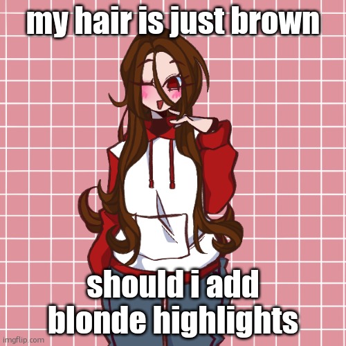 i cant decide so your turn | my hair is just brown; should i add blonde highlights | image tagged in picrew | made w/ Imgflip meme maker