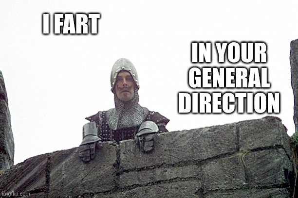 I fart in your general direction | I FART IN YOUR GENERAL DIRECTION | image tagged in i fart in your general direction | made w/ Imgflip meme maker