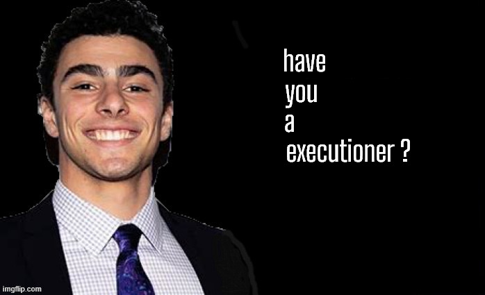 have you a executioner? | have
    you
 a 
                    executioner ? | image tagged in have you a executioner,luigi,manigone,private justice,maga murade | made w/ Imgflip meme maker