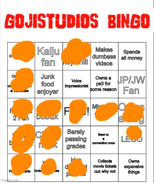 Gojistudios Bingo Card | image tagged in gojistudios bingo card | made w/ Imgflip meme maker