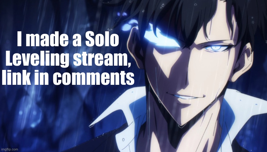 If you’re a fan of Solo Leveling and want mod, let me know too | I made a Solo Leveling stream, link in comments | image tagged in sung jinwoo | made w/ Imgflip meme maker