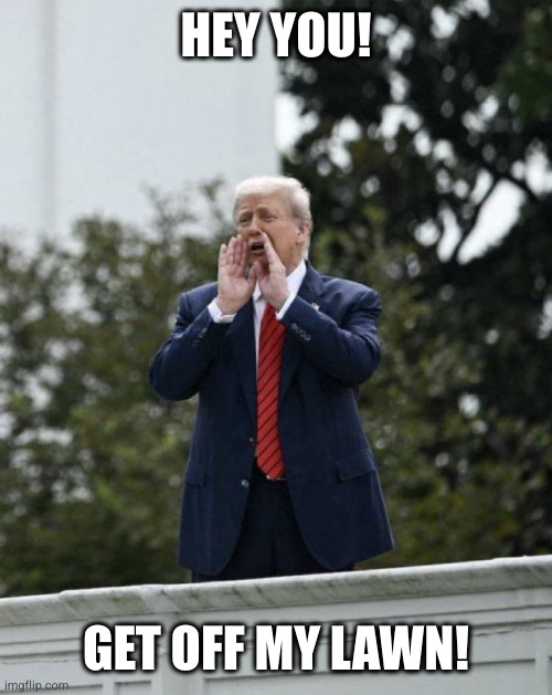 Trump Roof | HEY YOU! GET OFF MY LAWN! | image tagged in trump roof | made w/ Imgflip meme maker