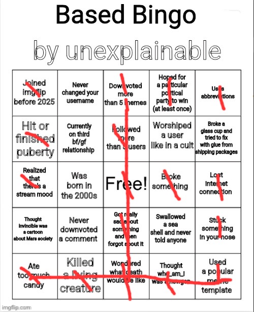 Bingo by unexplainable | image tagged in bingo by unexplainable | made w/ Imgflip meme maker