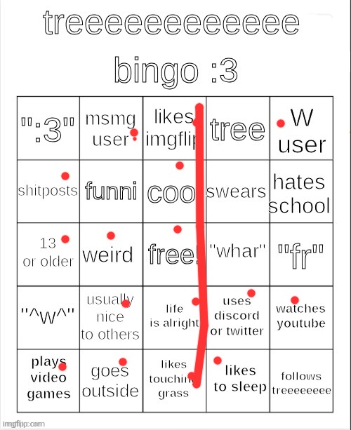 treeeeeeeeee bingo :3 | image tagged in treeeeeeeeee bingo 3 | made w/ Imgflip meme maker