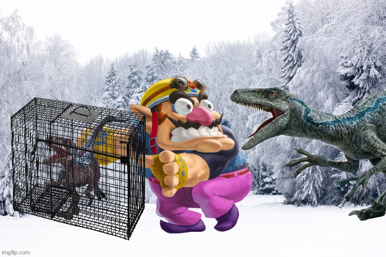 Wario dies to Blue while capturing Beta.mp3 | image tagged in wario dies,wario,jurassic park,jurassic world,jurassic park/world | made w/ Imgflip meme maker