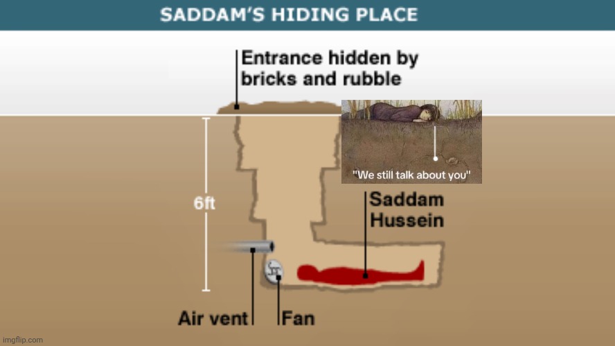 Saddam's Hiding Place | image tagged in saddam's hiding place | made w/ Imgflip meme maker