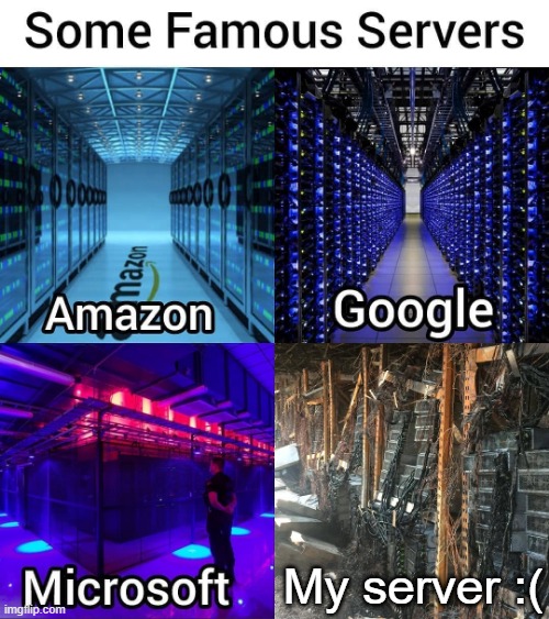 Server belike: | My server :( | image tagged in famous servers | made w/ Imgflip meme maker