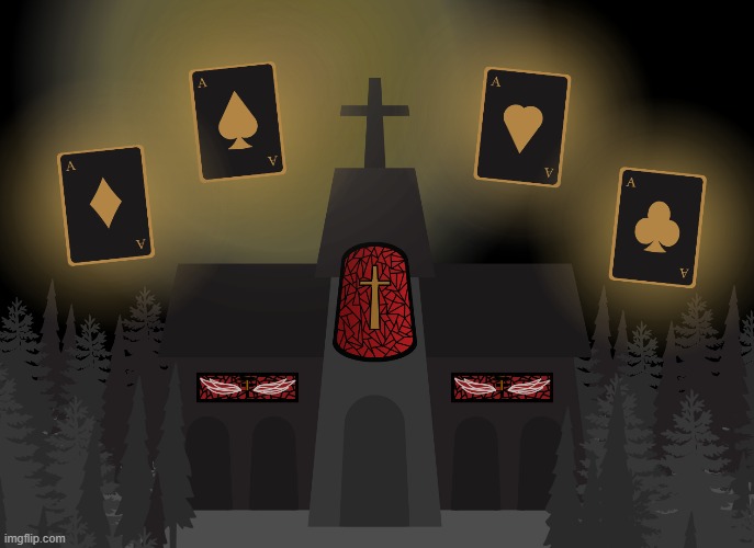 Cool Church With Aces | image tagged in drawing,church,aces | made w/ Imgflip meme maker