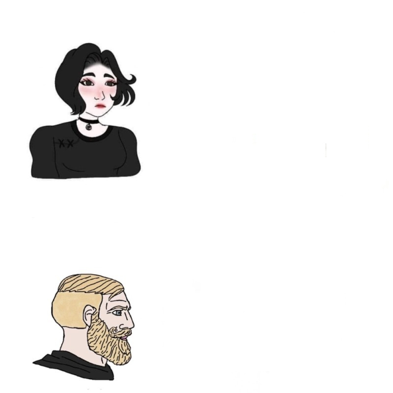 Chad vs. Doomer Girl Blank Meme Template