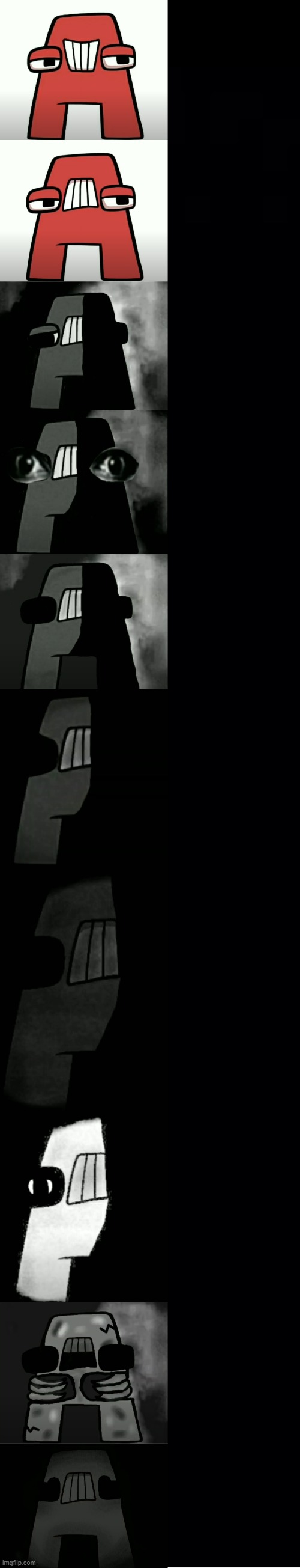 High Quality A from Alphabet Lore becoming Uncanny template Blank Meme Template