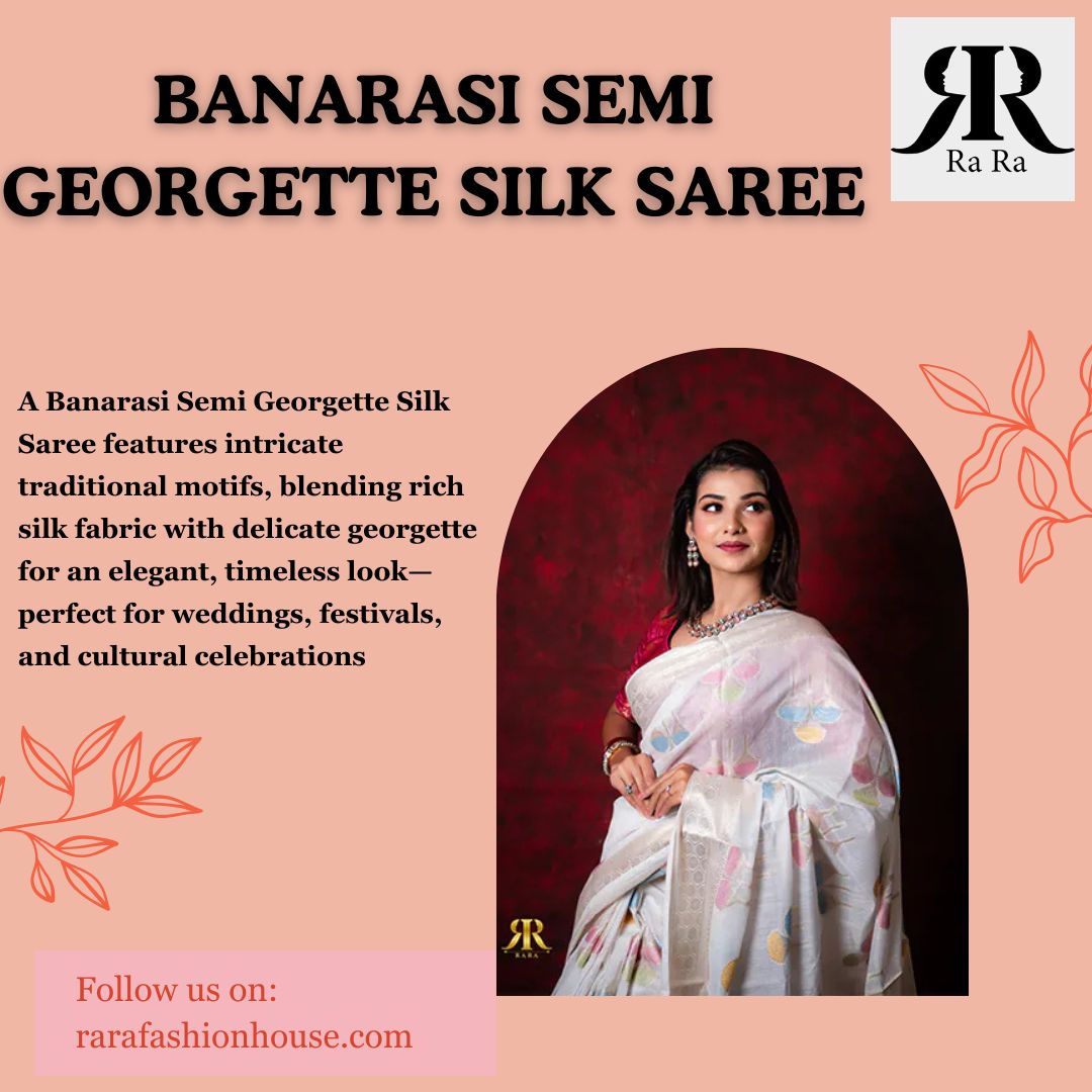 Banarasi Semi Georgette Silk Saree Blank Meme Template