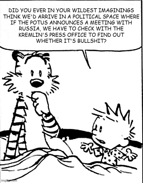 I sure as diddly didn't vote for this... but here we are. | DID YOU EVER IN YOUR WILDEST IMAGININGS
THINK WE'D ARRIVE IN A POLITICAL SPACE WHERE
IF THE POTUS ANNOUNCES A MEETING WITH
RUSSIA, WE HAVE TO CHECK WITH THE
KREMLIN'S PRESS OFFICE TO FIND OUT
WHETHER IT'S BULLSHIT? | image tagged in the boy who cried wolf,epstein,maxwell,tariffs,national emergency,trump unfit unqualified dangerous | made w/ Imgflip meme maker