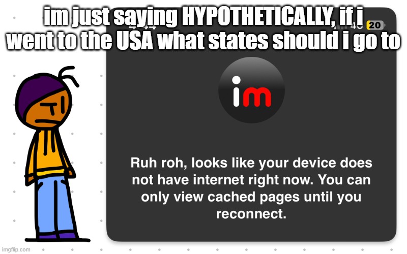 is not like im HINTING at anything... | im just saying HYPOTHETICALLY, if i went to the USA what states should i go to | image tagged in guh | made w/ Imgflip meme maker