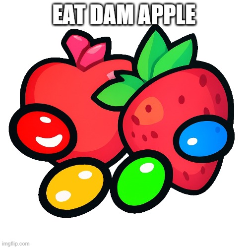 Apple And Strawberry Badge | EAT DAM APPLE | image tagged in gorilla tag | made w/ Imgflip meme maker